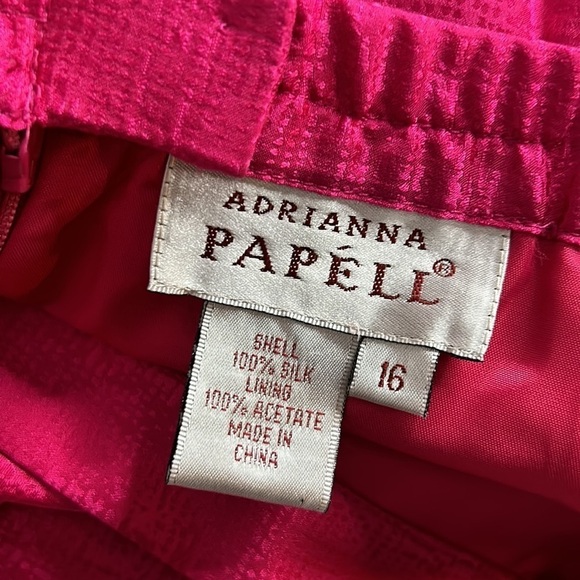 Adrianna Papell Silk plus size 16 women’s hot pink Barbie midi skirt - Picture 5 of 5